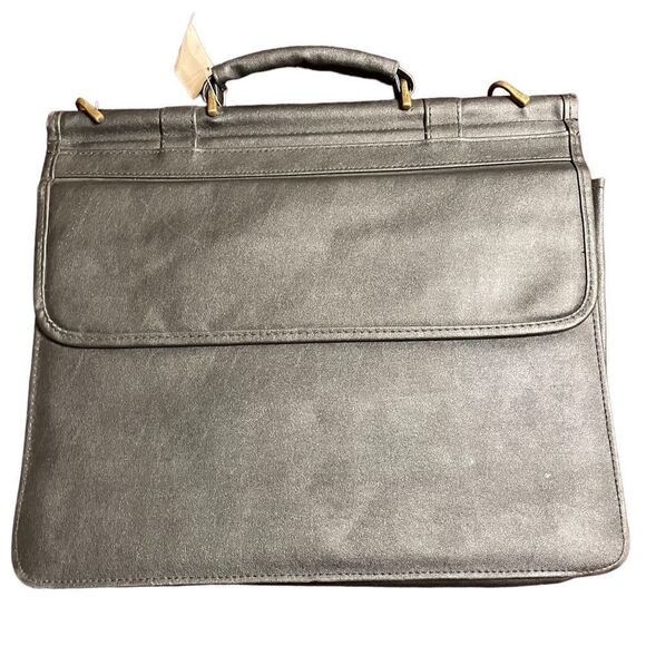 Leather look black laptop briefcase messenger  bag -NWT - Picture 2 of 12